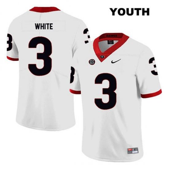 Youth Georgia Bulldogs NCAA #3 Zamir White Nike Stitched White Legend Authentic College Football Jersey DCG0854DN